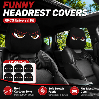 😆 Funny Cartoon Car Headrest Covers – 2PCS Universal Fit 🚗