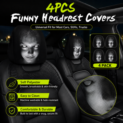 😆 Funny Cartoon Car Headrest Covers – 2PCS Universal Fit 🚗
