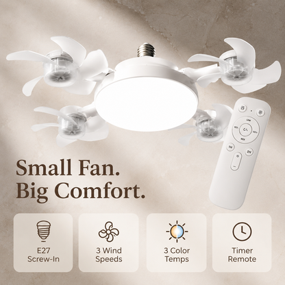 ❄️LAST DAY-50% OFF💡 2-in-1 Ceiling Fan Light 🔧No Wiring • No Tools • Just Screw It In