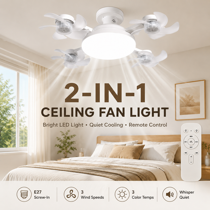 ❄️LAST DAY-50% OFF💡 2-in-1 Ceiling Fan Light 🔧No Wiring • No Tools • Just Screw It In