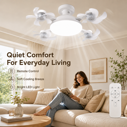 ❄️LAST DAY-50% OFF💡 2-in-1 Ceiling Fan Light 🔧No Wiring • No Tools • Just Screw It In
