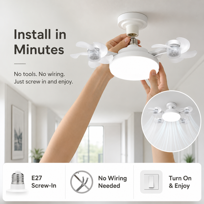 ❄️LAST DAY-50% OFF💡 2-in-1 Ceiling Fan Light 🔧No Wiring • No Tools • Just Screw It In