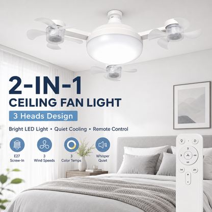❄️LAST DAY-50% OFF💡 2-in-1 Ceiling Fan Light 🔧No Wiring • No Tools • Just Screw It In