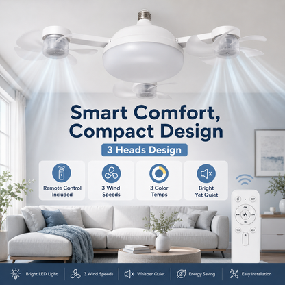 ❄️LAST DAY-50% OFF💡 2-in-1 Ceiling Fan Light 🔧No Wiring • No Tools • Just Screw It In