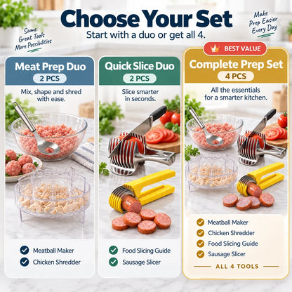4-in-1 Kitchen Prep Tool Set | Slice, Shred & Shape