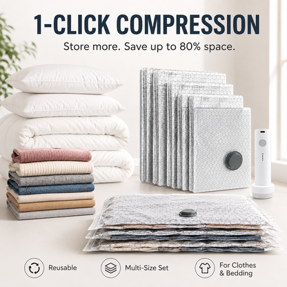 🎁Last day 49% OFF - Cordless Travel Vacuum Storage Compression Bag Set
