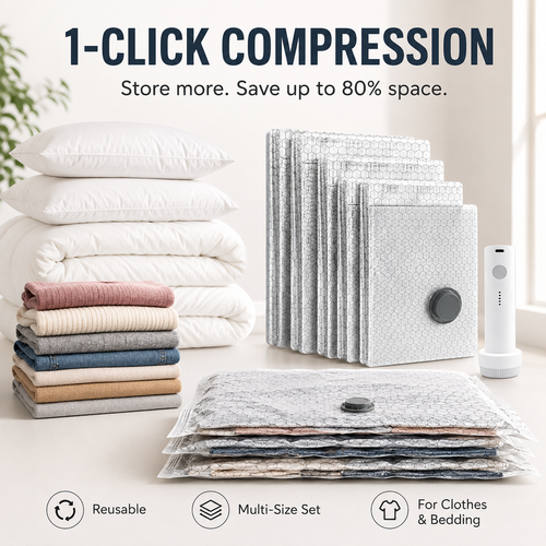 🎁Last day 49% OFF - Cordless Travel Vacuum Storage Compression Bag Set