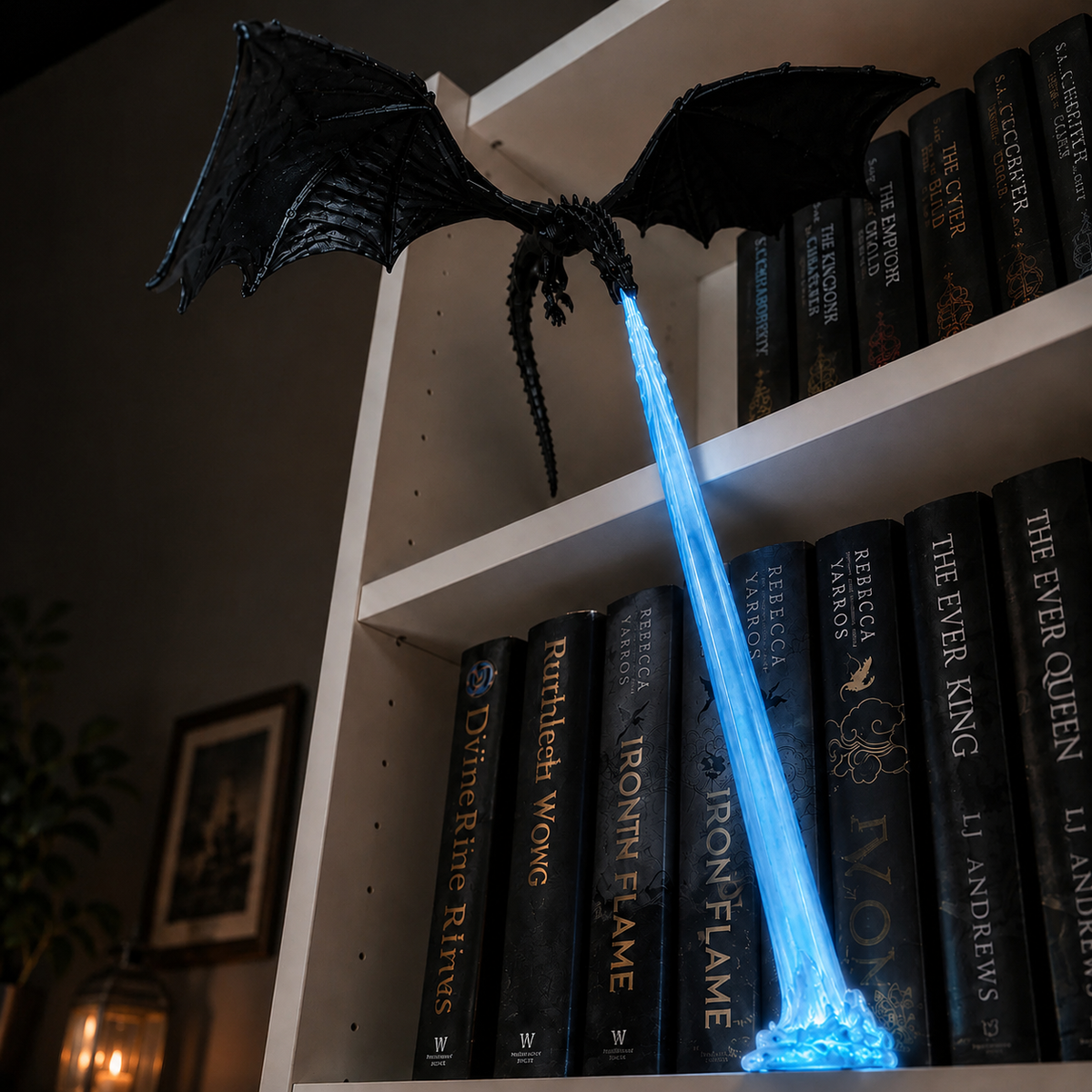 🐉 Fire-Breathing Dragon Bookshelf Lamp – Fantasy LED Shelf Decor
