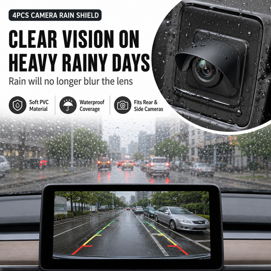 🌧️ 4PCS Car Camera Rain Shield – Soft PVC Waterproof Visor for Rear & Side Cameras 🚗