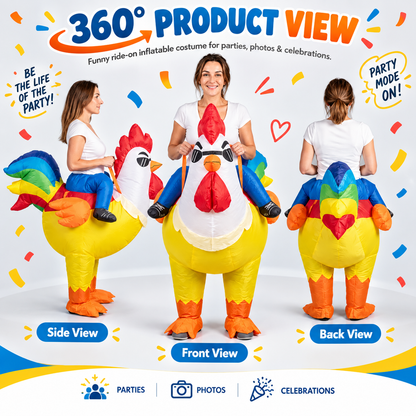 🐔 Inflatable Chicken Costume – Ride Into the Party!