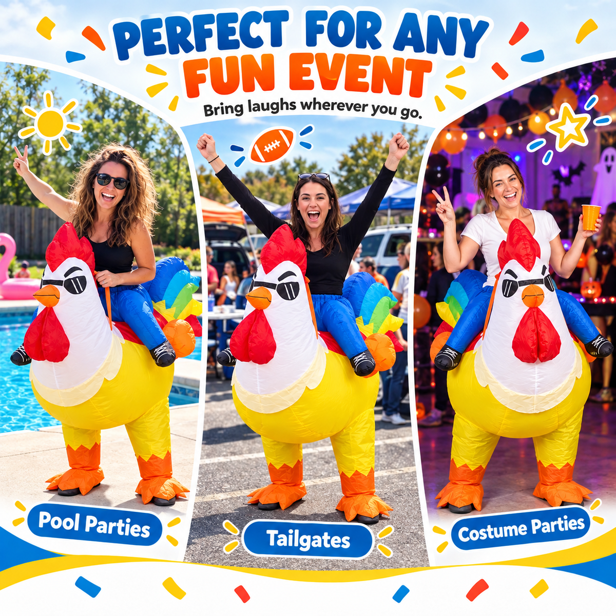 🐔 Inflatable Chicken Costume – Ride Into the Party!