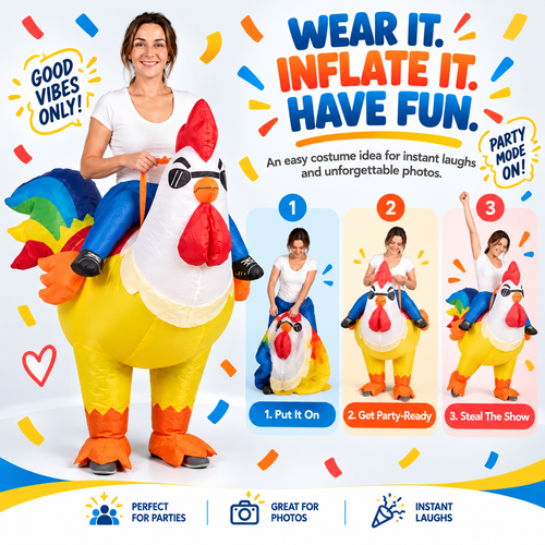 🐔 Inflatable Chicken Costume – Ride Into the Party!