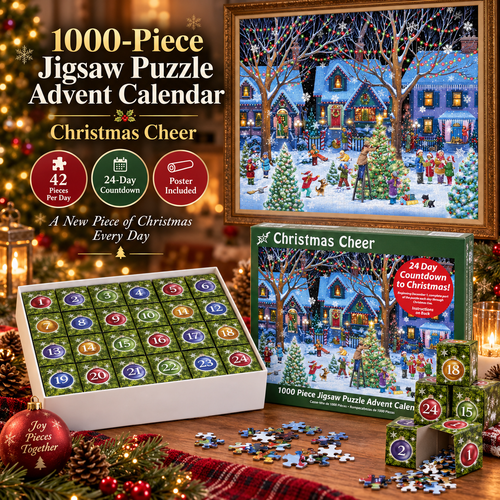 🎄 1000-Piece Christmas Jigsaw Puzzle Advent Calendar – 24-Day Holiday Countdown