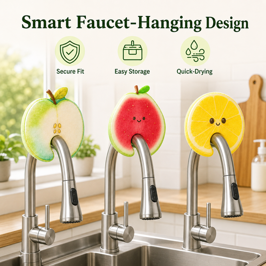 🍋3-Pack Fruit-Shaped Natural Pop-Up Kitchen Sponges