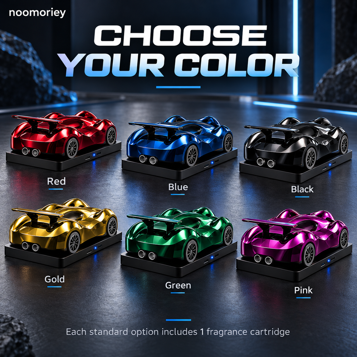 🏎️ Racing Car Aroma Diffuser – Dual Exhaust Mist, 6 Colors & Fragrance Cartridge Included ✨