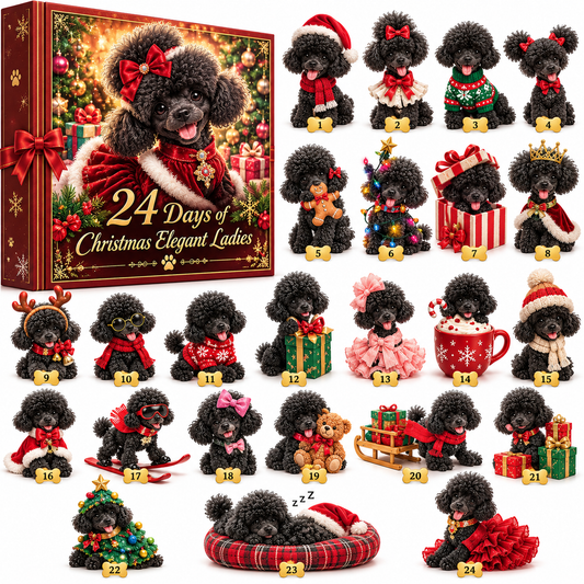 🔥 FINAL NIGHT! 50% OFF!👑 2026 Poodle Christmas Advent Calendar – 24 Days of Fabulous Hair& Fancy Outfits