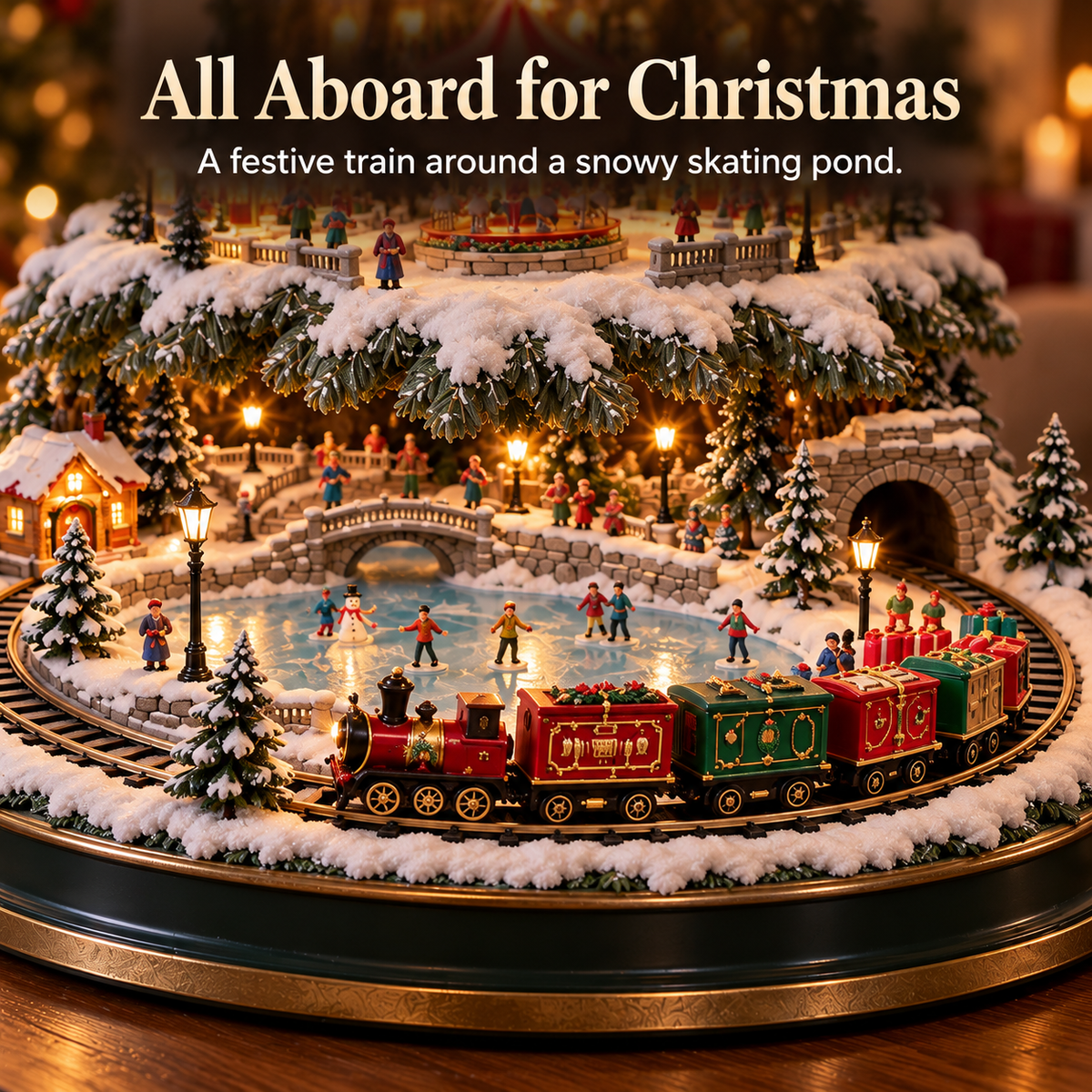 ✨LAST DAY 49% ✨OFF Lighted Christmas Village Tree with Train & Carousel