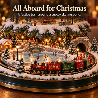 ✨LAST DAY 49% ✨OFF Lighted Christmas Village Tree with Train & Carousel