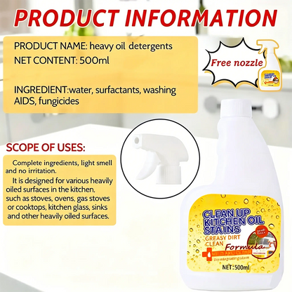 🔥 50% OFF!🫧Heavy Duty Kitchen Degreaser Spray Lasting Effect Heavy Oil Cleaner Stain Removal Liquid for Kitchen