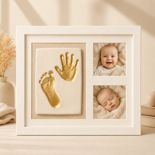 👣 Baby Hand & Footprint Keepsake Frame – Clay Print & Photo Memory Kit