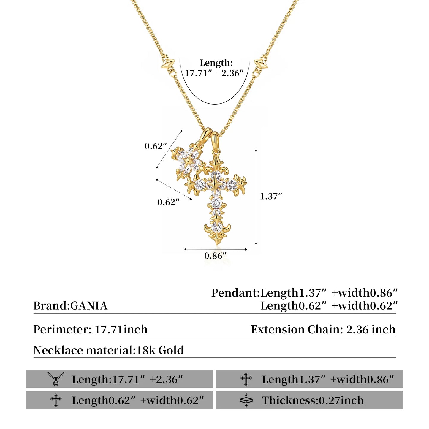 ✨16K Gold coating, iris flower cross long necklace 'Light of Faith'