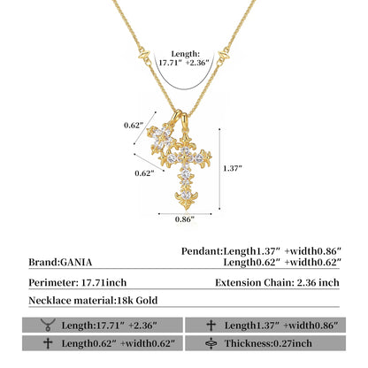 ✨16K Gold coating, iris flower cross long necklace 'Light of Faith'