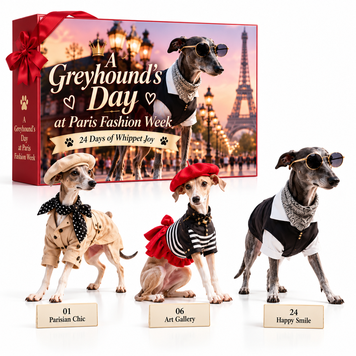 🐕 PARIS’ NEWEST FASHION ICON-24 Greyhound Fashion Figurines at Paris Fashion Week