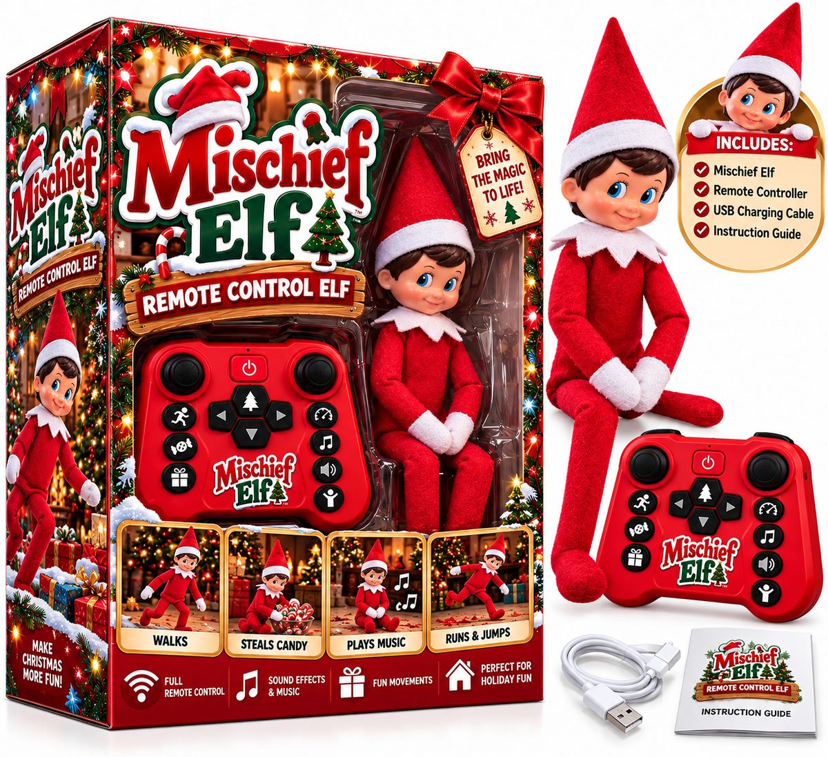 Remote-controlled moving musical Christmas elf