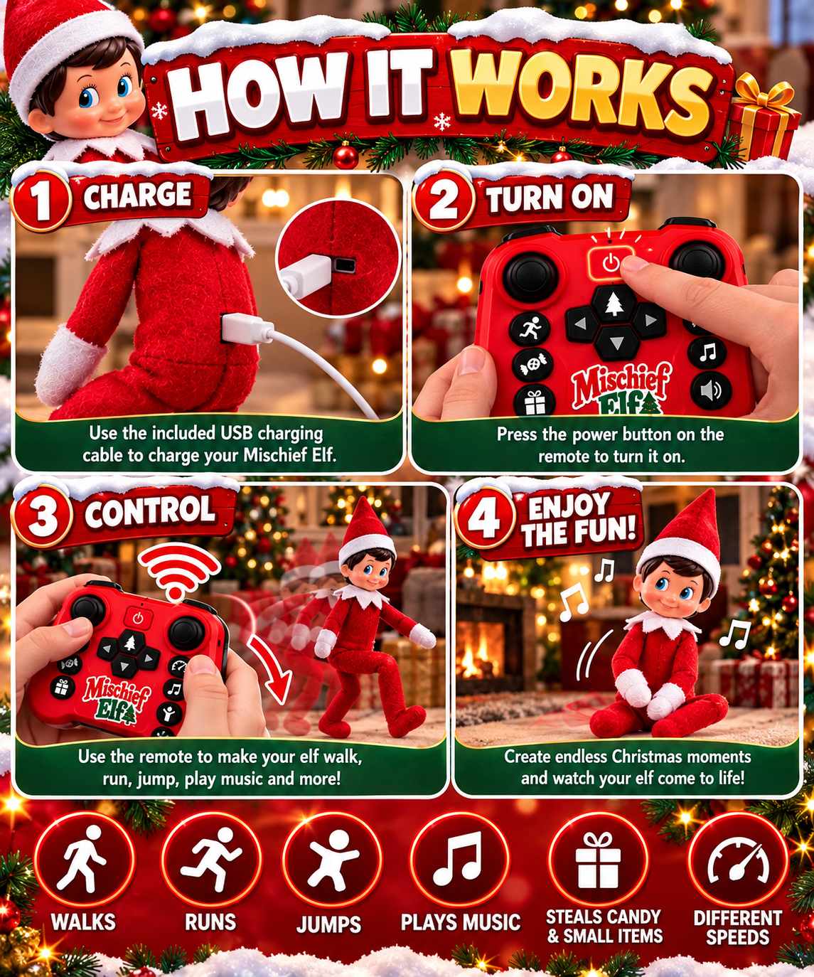 Remote-controlled Christmas elf product image 2