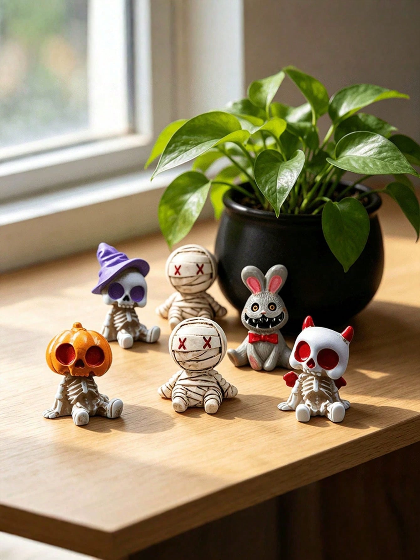 6pcs Halloween Funny Skeleton Mummy Figurines
