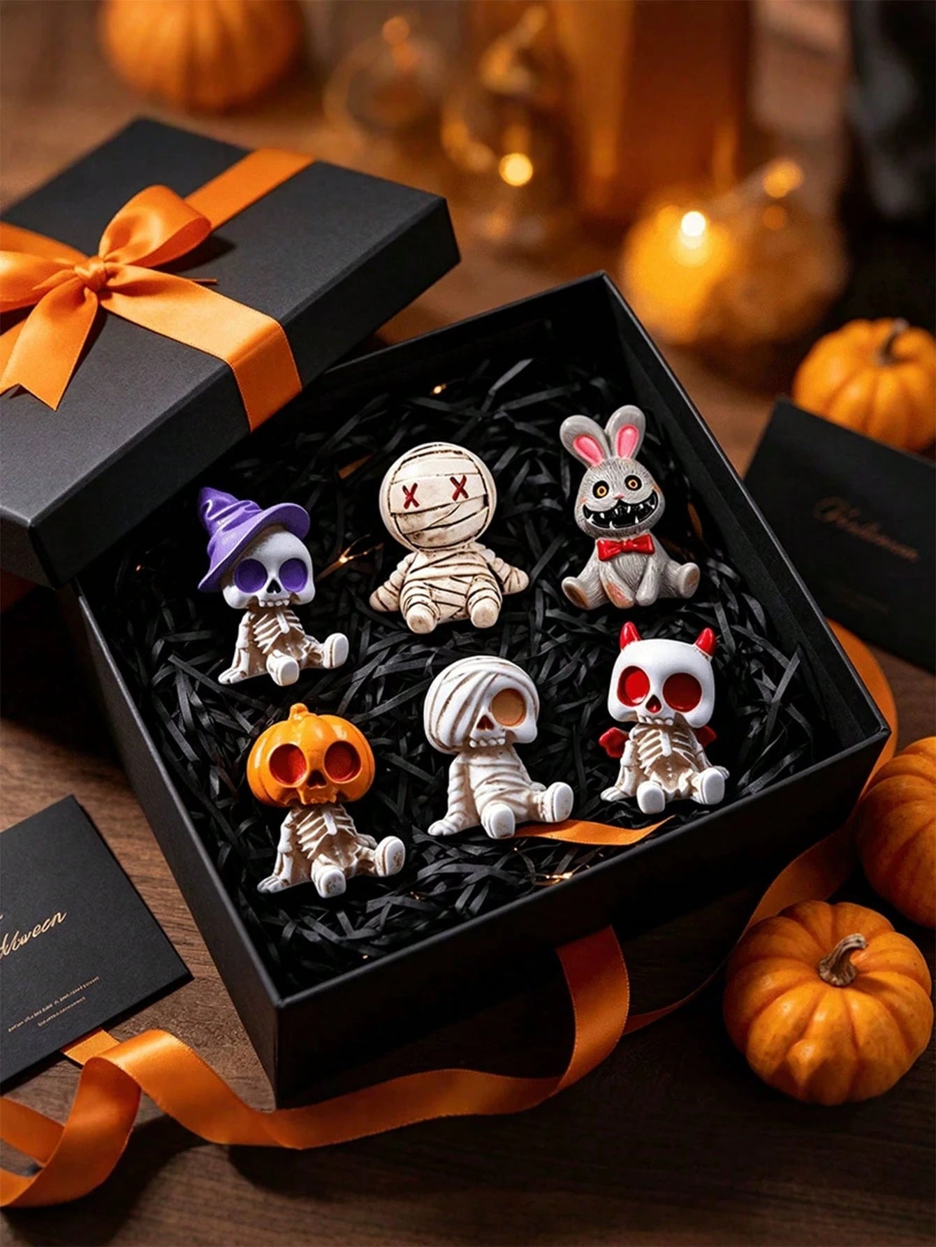 6pcs Halloween Funny Skeleton Mummy Figurines