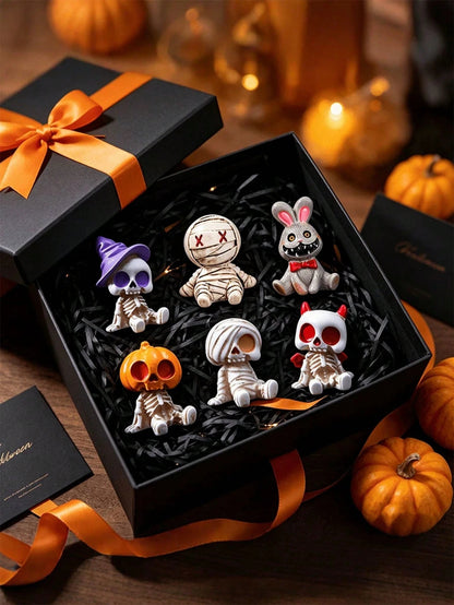 6pcs Halloween Funny Skeleton Mummy Figurines