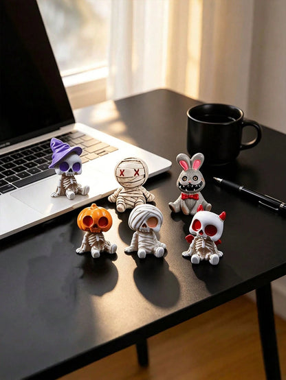 6pcs Halloween Funny Skeleton Mummy Figurines