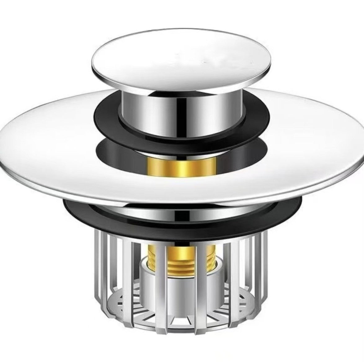 🛑 3-in-1 Pop-Up Sink Stopper – Drain Strainer & Debris Catcher