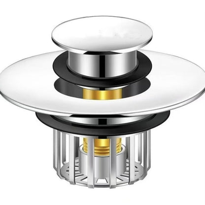 🛑 3-in-1 Pop-Up Sink Stopper – Drain Strainer & Debris Catcher