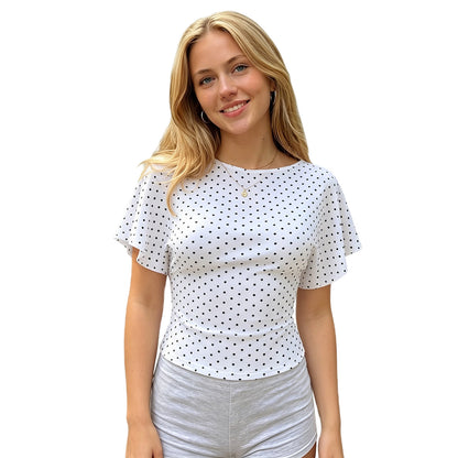 Summer Chic: Soft Viscose Boat Neck Tie-Back Wrap Top