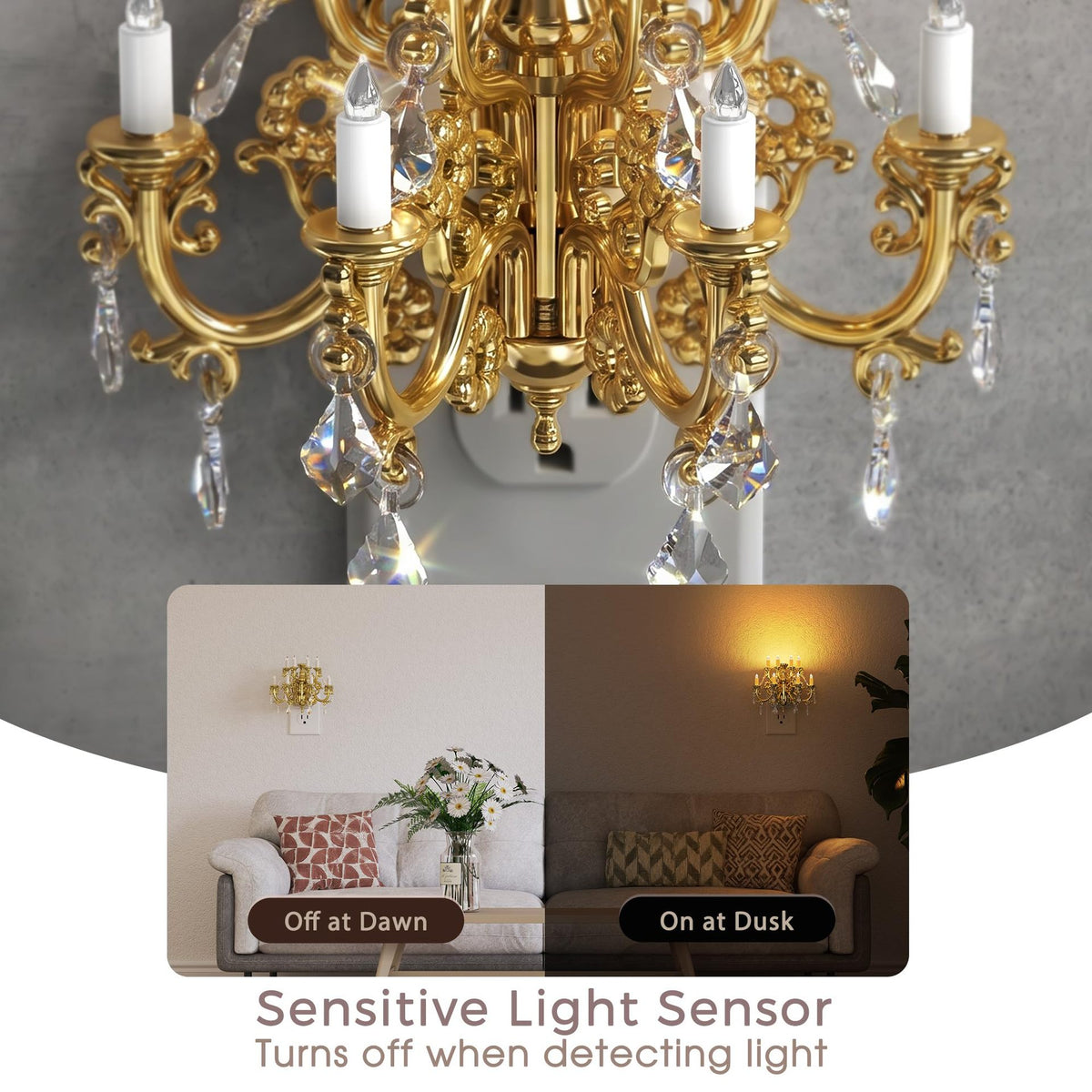 Vintage gold candle night light product view 3