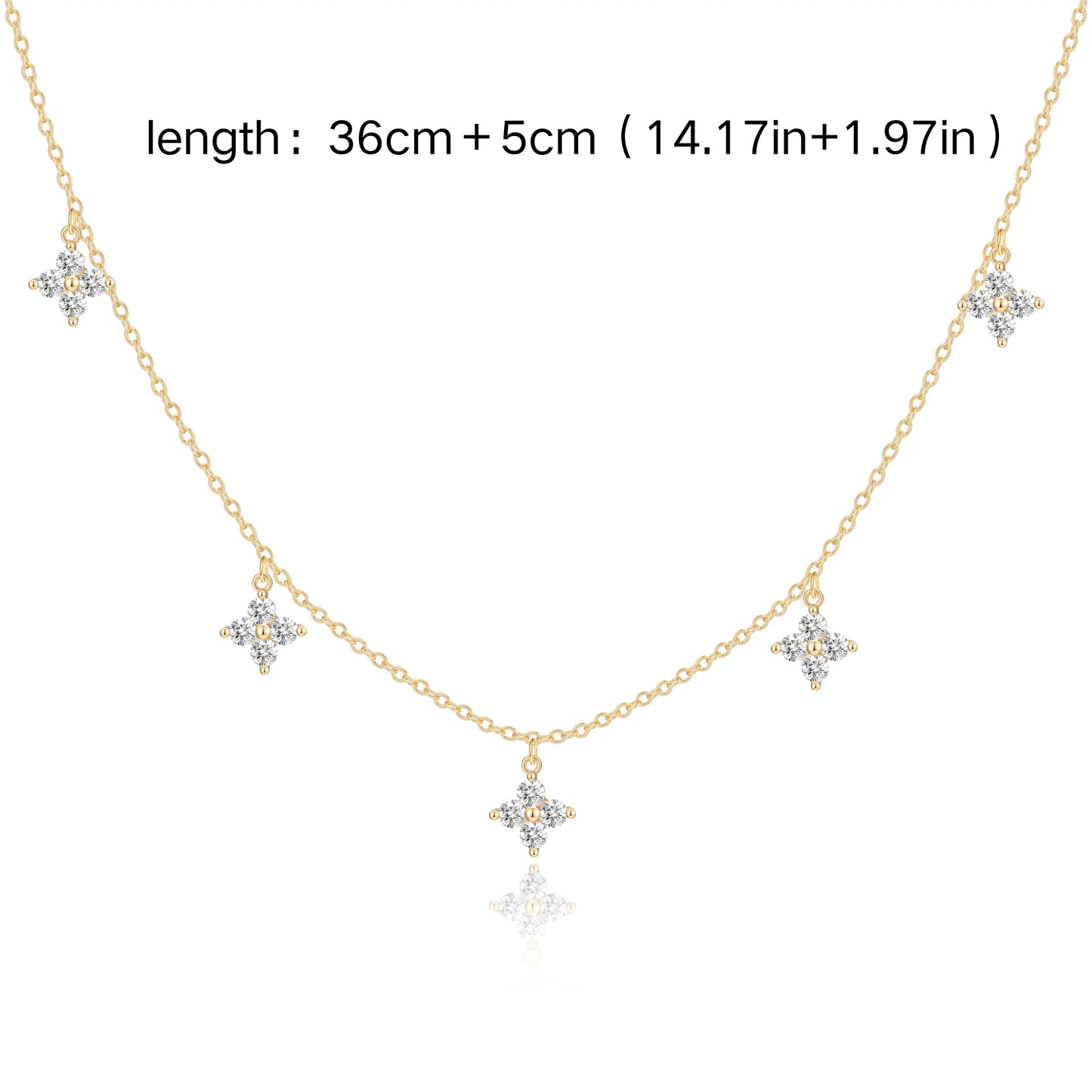 5-Petal Golden Zircon Sparkling CZ Necklace - Trendy Charms Gold & Silver Floral Necklace