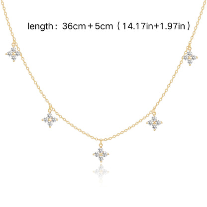 5-Petal Golden Zircon Sparkling CZ Necklace - Trendy Charms Gold & Silver Floral Necklace