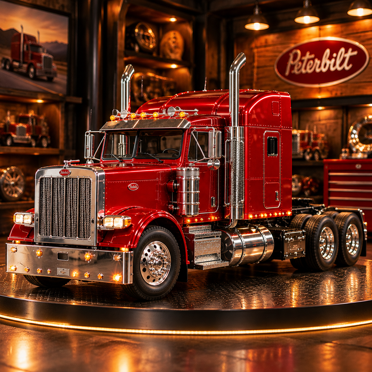 🔥LAST DAY 60%🚛 Candy Apple Red American Truck Model Kit – Build Your Own Classic Semi Truck