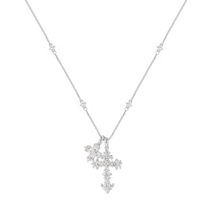 ✨16K Gold coating, iris flower cross long necklace 'Light of Faith'