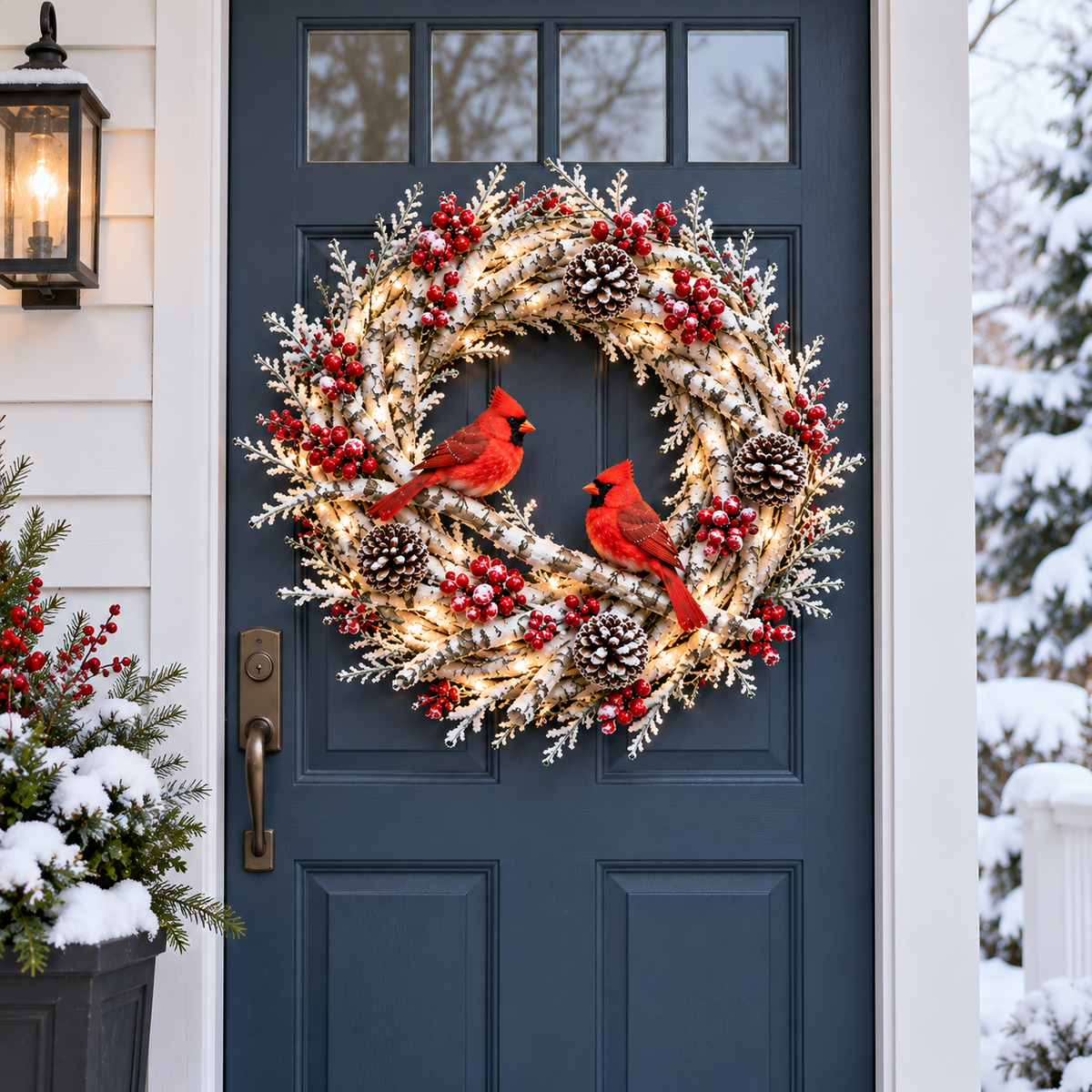 🔥 LAST DAY 49% OFF 🎄🐦 Cardinal Winter Glow™ | Lighted Christmas Wreath