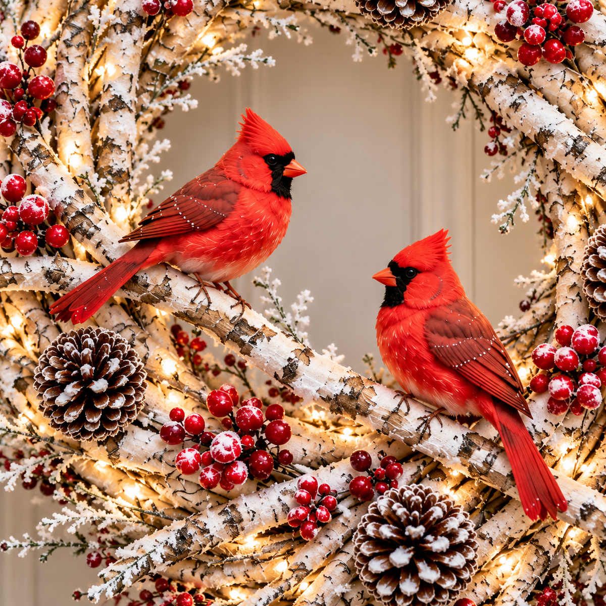 🔥 LAST DAY 49% OFF 🎄🐦 Cardinal Winter Glow™ | Lighted Christmas Wreath