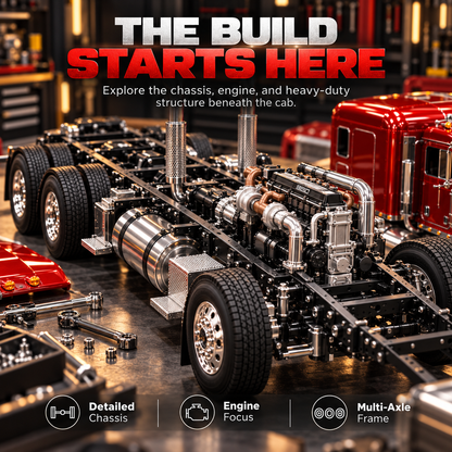 🚛 Candy Apple Red American Truck Model Kit – Build Your Own Classic Semi Truck