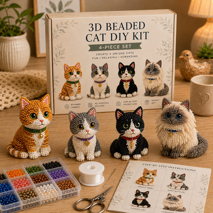 HOT🐾 3D Beaded Pet DIY Kit– Adorable 4-Piece Handmade Pet Craft Set