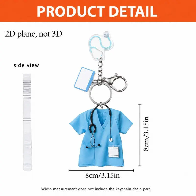 Personalized Nurse Scrub Acrylic Keychain with Stethoscope Charm