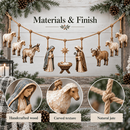 Handcrafted Wooden Nativity Garland