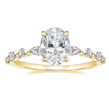 14K Gold Plated 3CT Oval CZ Engagement Ring