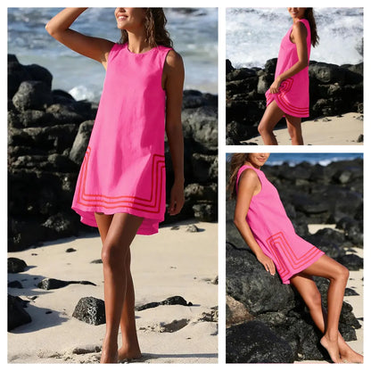 Women's Boho Sleeveless Mini Dress with Pockets