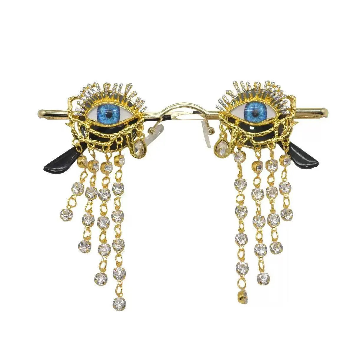 Gothic witch sunglasses with golden tassels